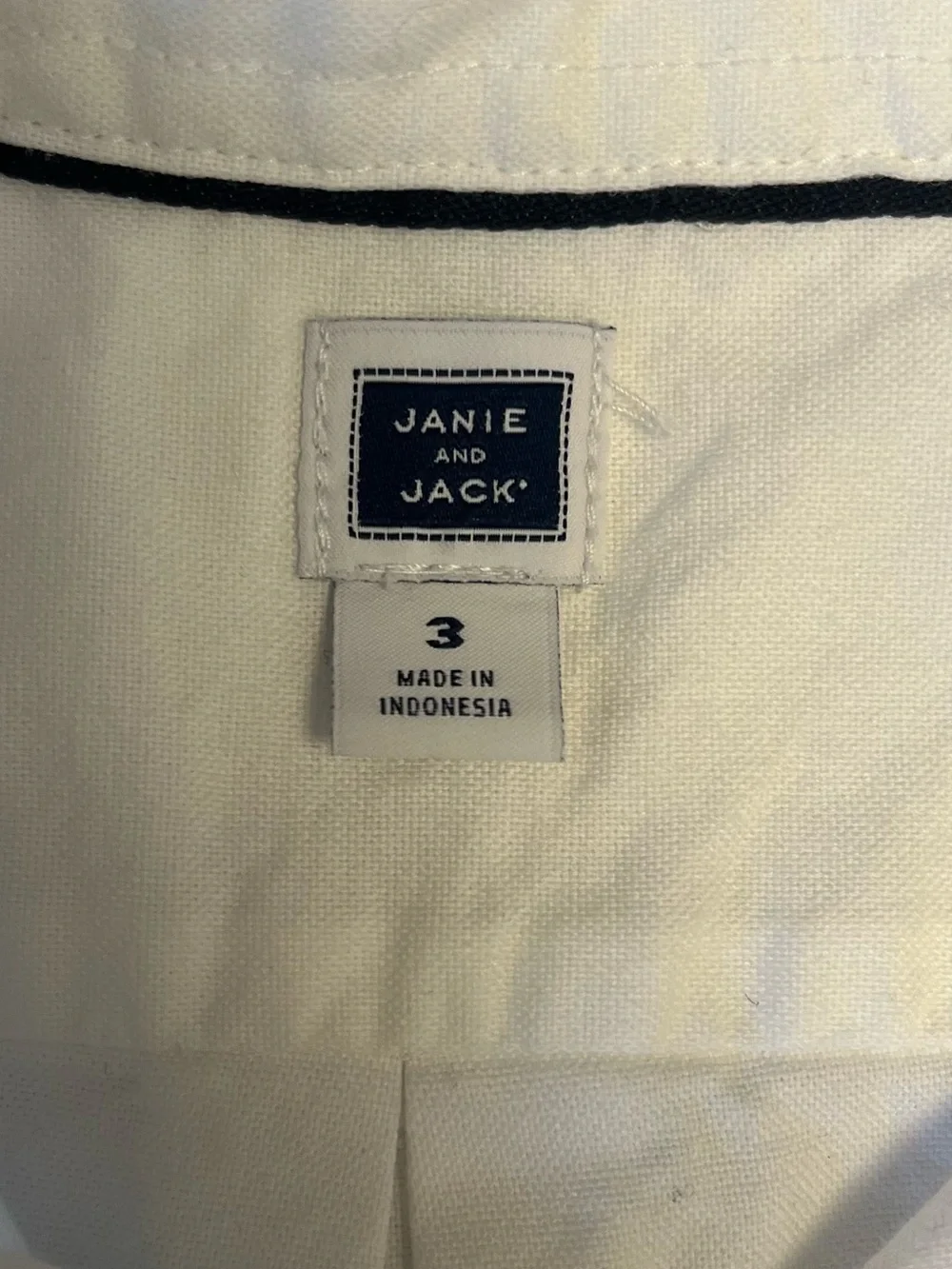 Janie and Jack Boys Size 3 White Solid Long Sleeve Button-Down Cotton Shirt Prep